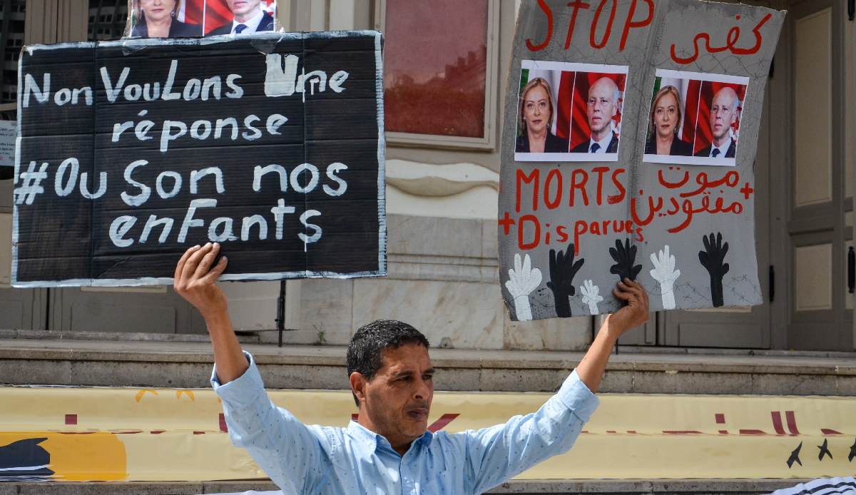 Protest against Italian PM Meloni in Tunisia