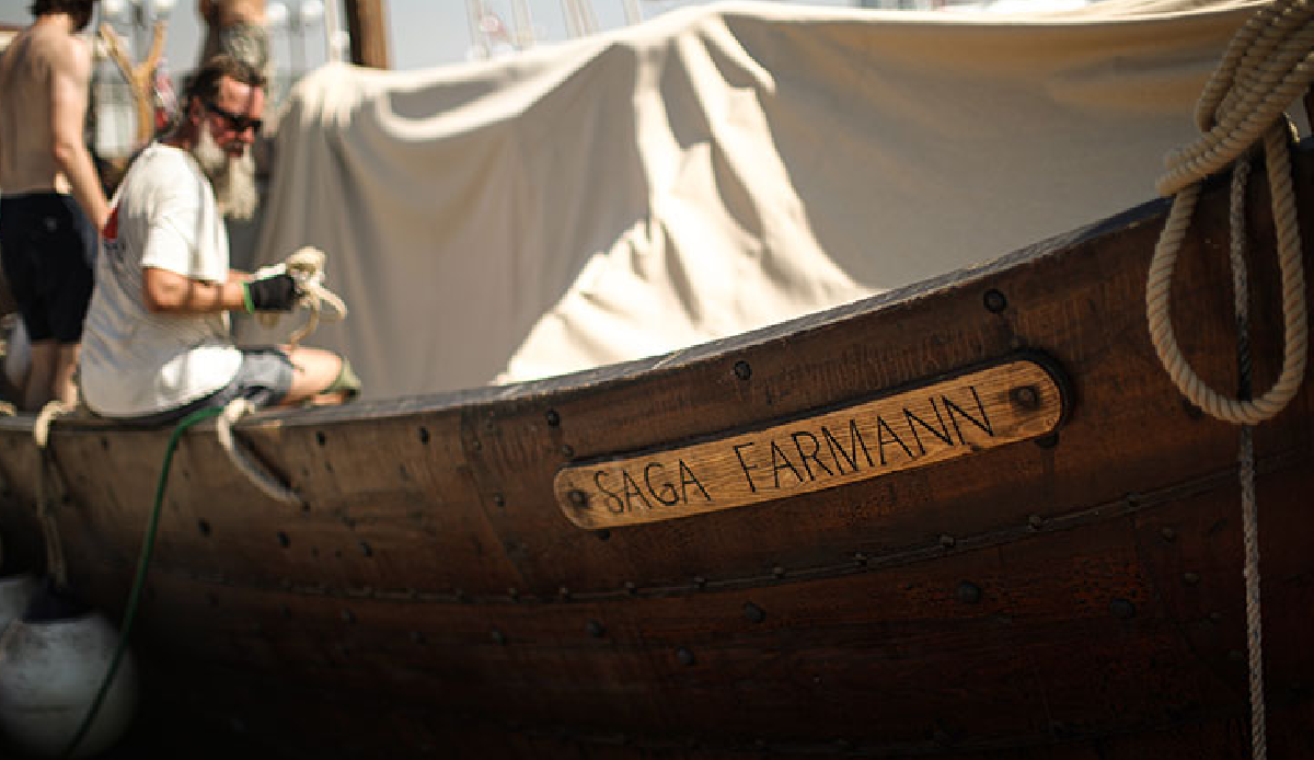 Viking sailboat 'Saga Farmann' getting ready in Istanbul for fans