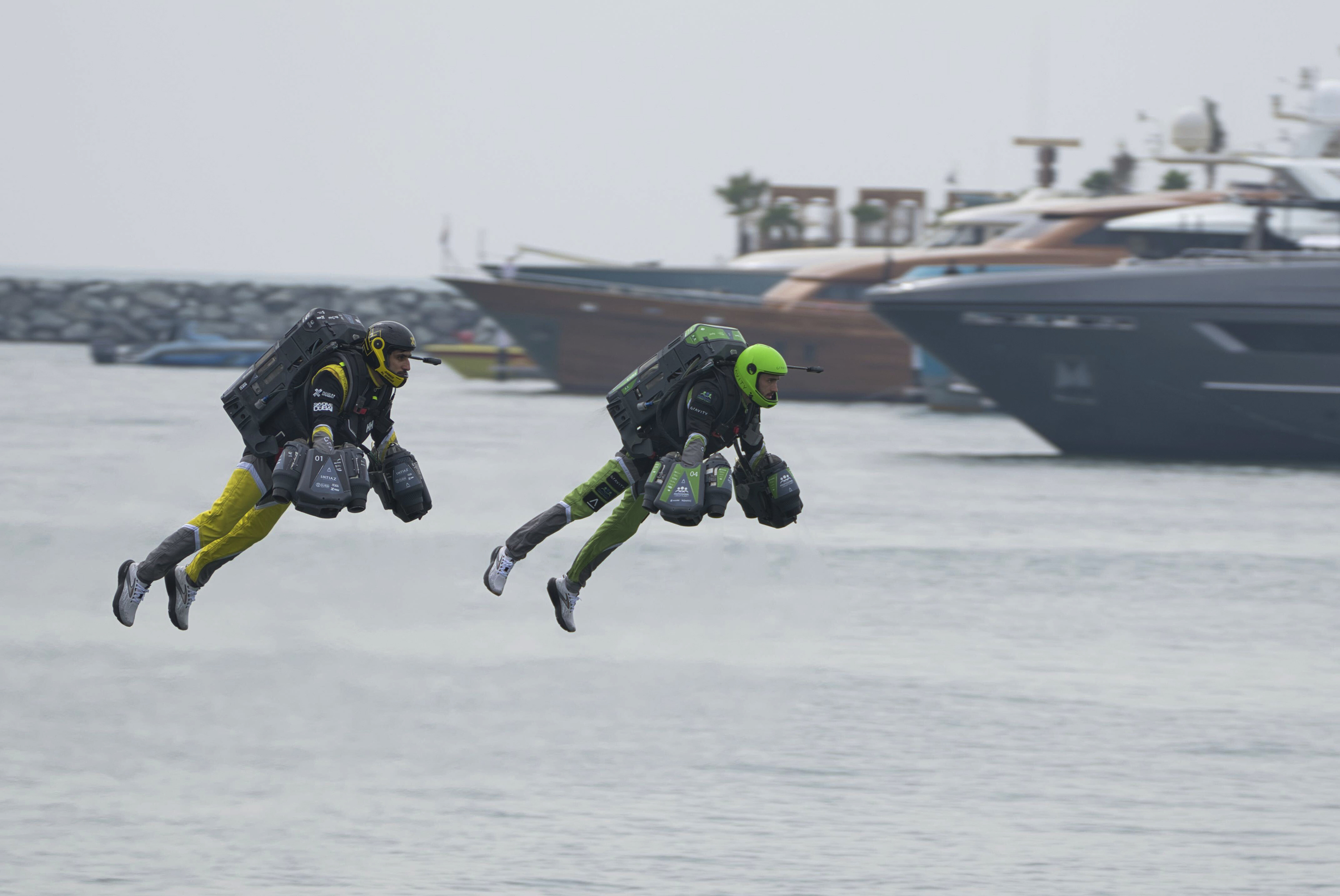 'Iron Man' pilots race in jet suits against backdrop of Dubai skyscrapers