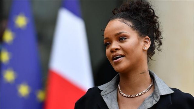 Rihanna discusses education with French president